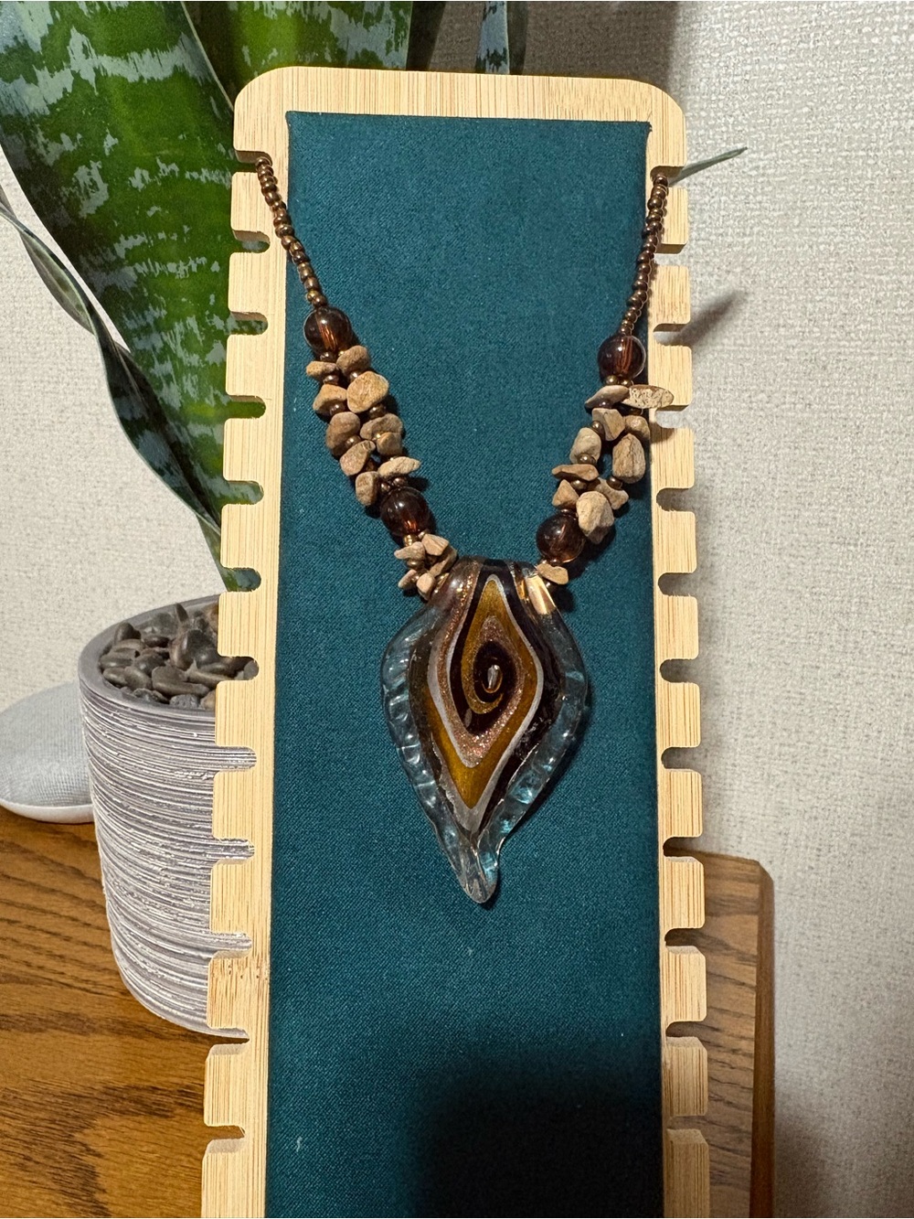 Brown and Gold Beaded Necklace